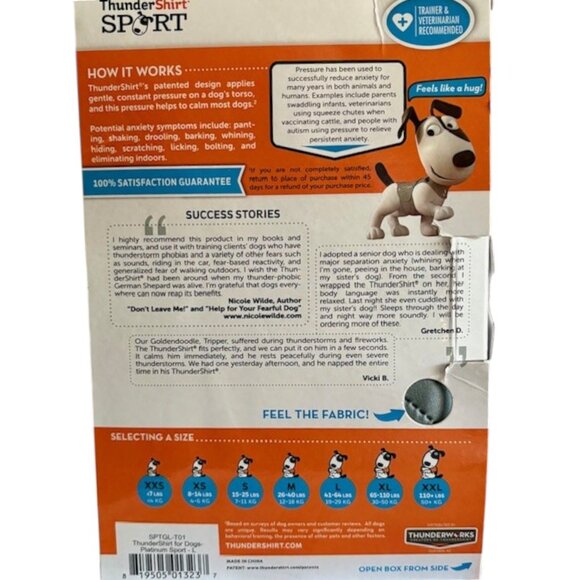 Thundershirt Sport Calming Wrap - Platinum/Orange - L (41-64 lbs) - Picture 7 of 11